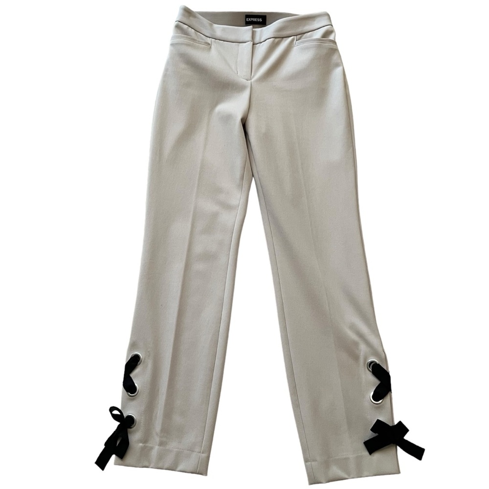 Express Cream with Black Lace Up Detail Pant XS NEW?